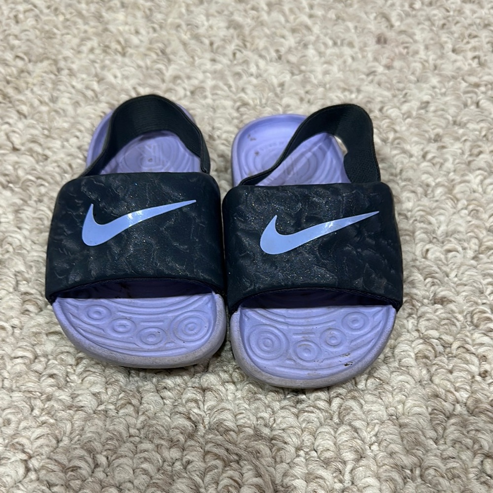 Nike Kids Black and Purple Sandals